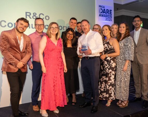R&Co pictured with the Medium Consultancy trophy at the PRCA DARE Awards 2025 in Birmingham