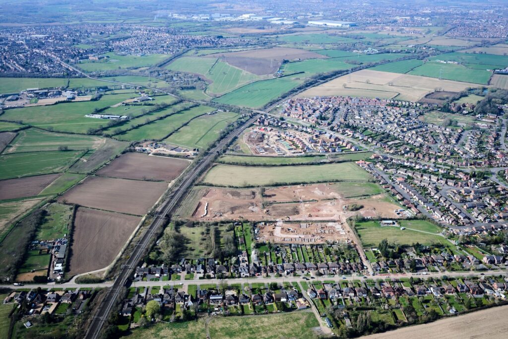 Aerial image of Miller Homes' new development in Bulkington