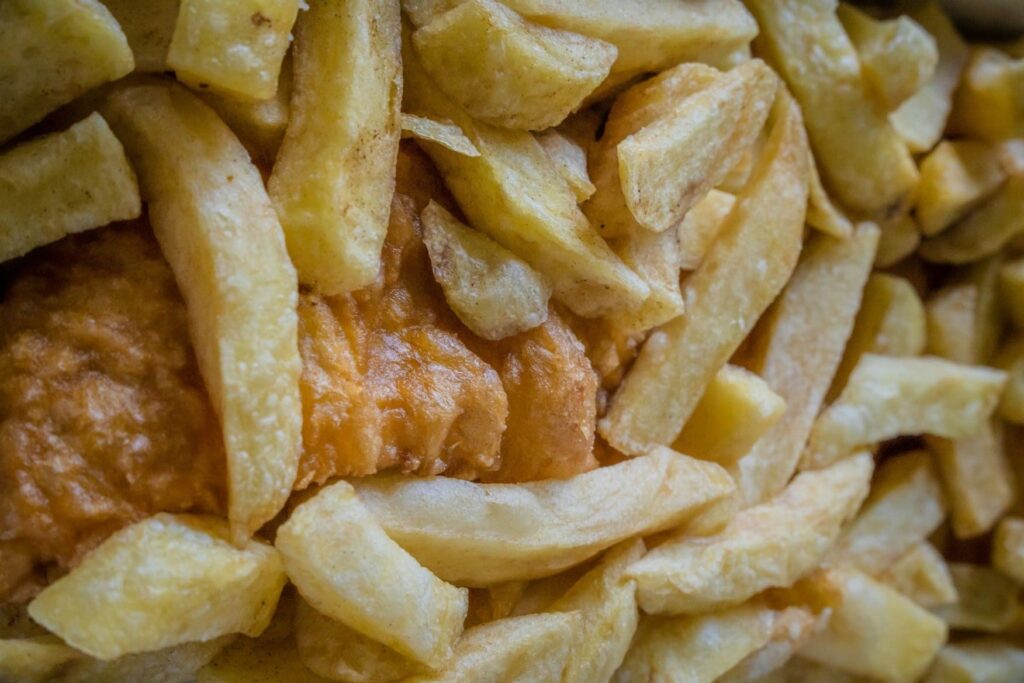 Close up of fish and chips