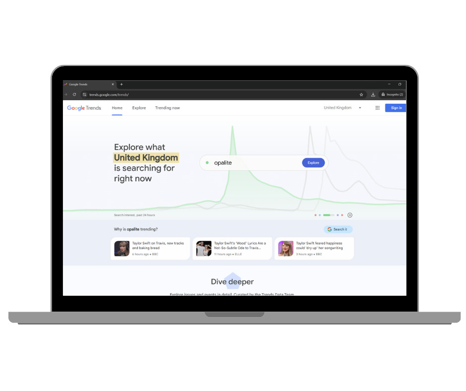 Laptop showing Google Trends