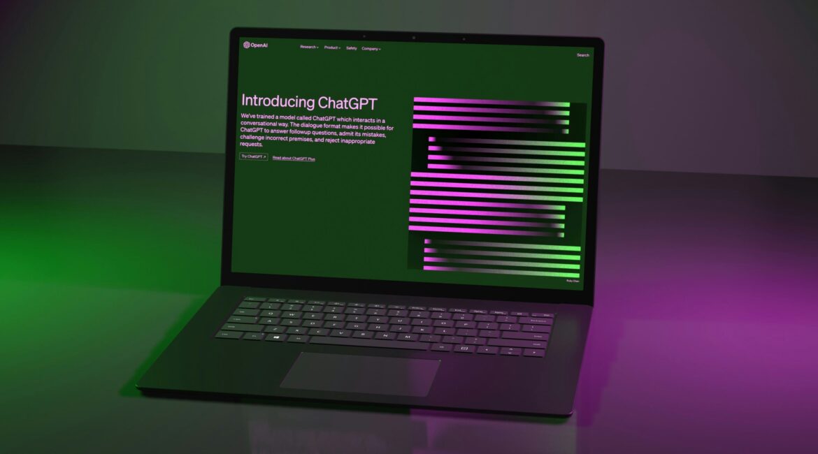 Laptop showing ChatGPT AI tool