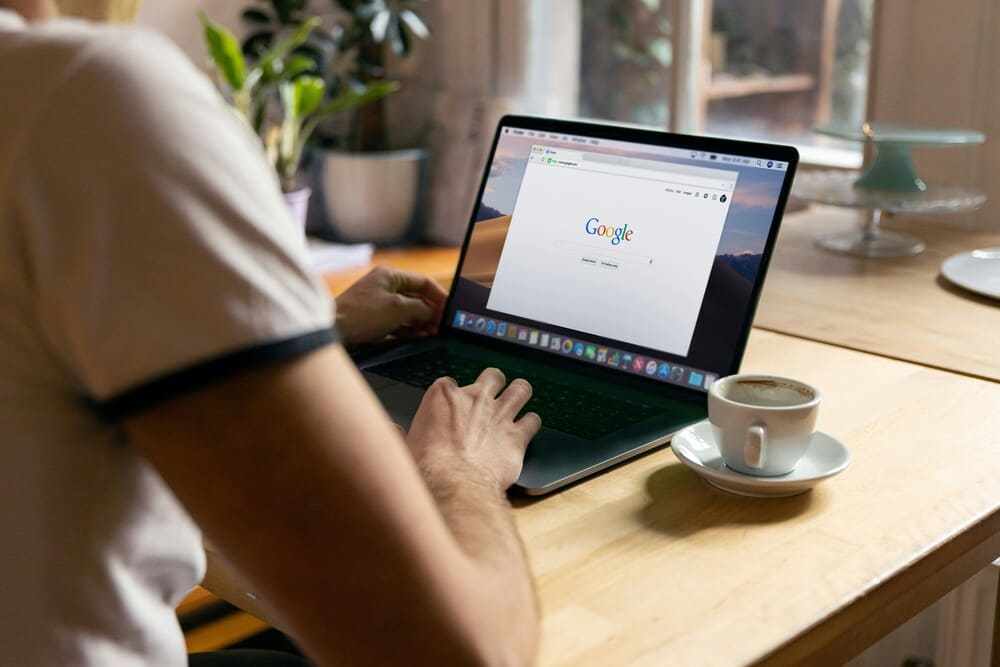 Laptop showing Google search engine