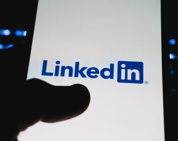 Mobile phone screen showing LinkedIn logo
