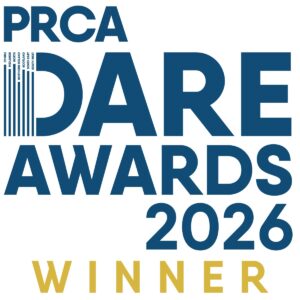 Winner's badge for PRCA DARE Awards 2026