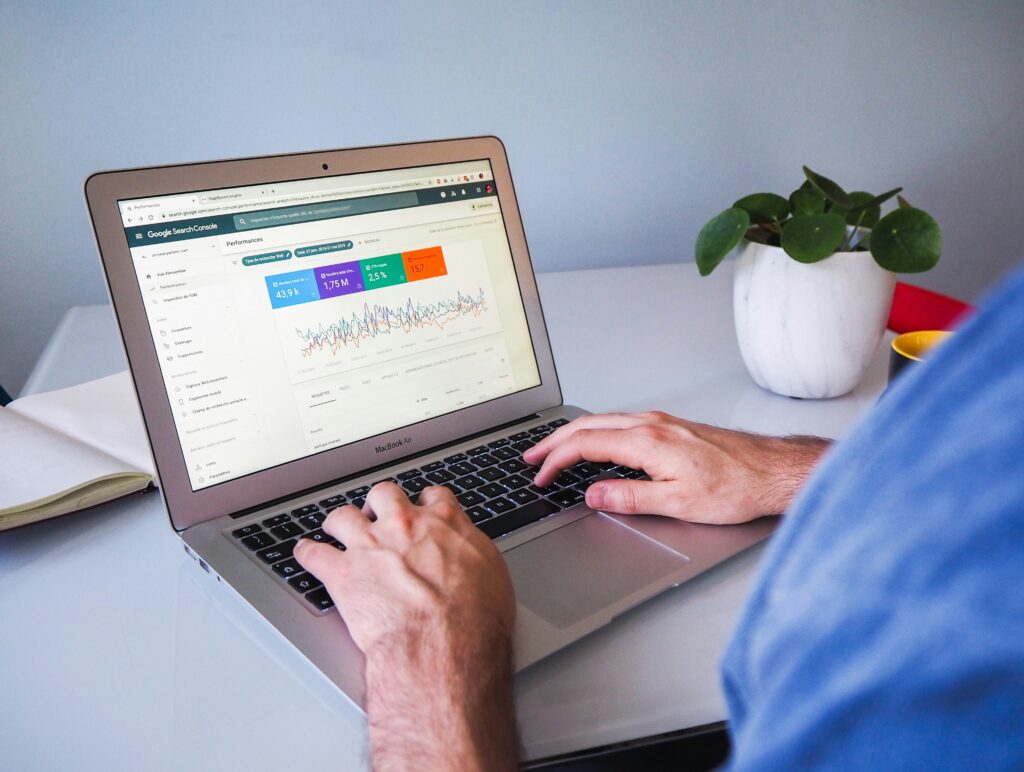 Man on laptop using Google Search Console