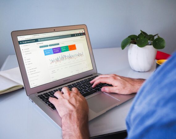 Man on laptop using Google Search Console