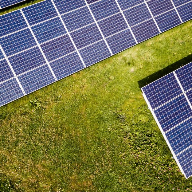 solar panels on grass