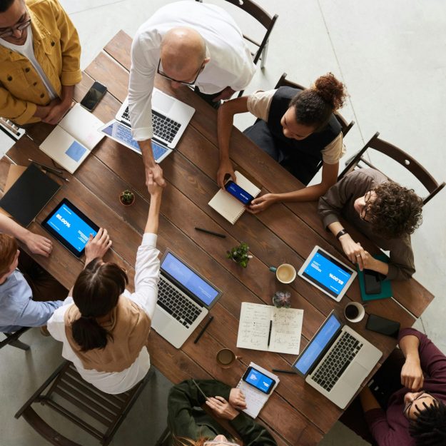 A birds eye view of a business meeting